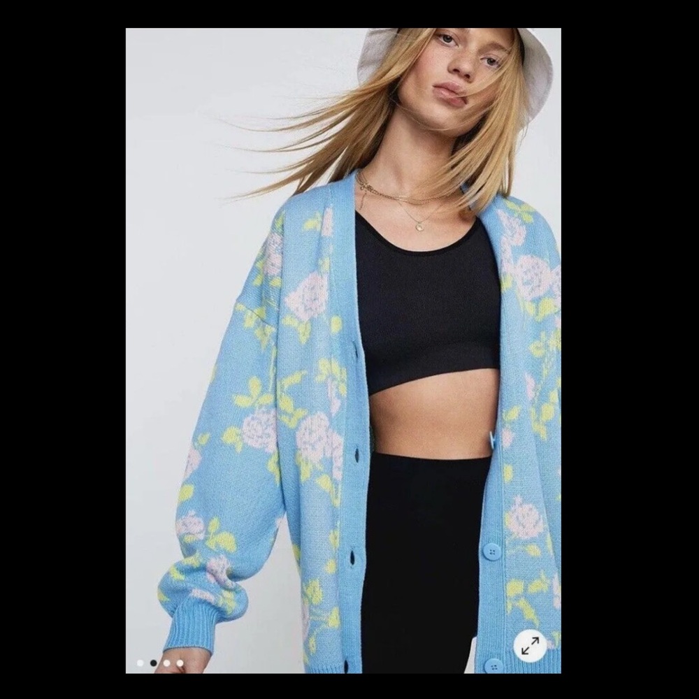 Urban Outfitters Blue Floral Cardigan
